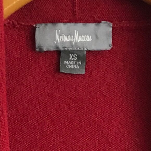 Neiman Marcus Cashmere Cardigan Red Open Front Womens XS - Picture 3 of 8